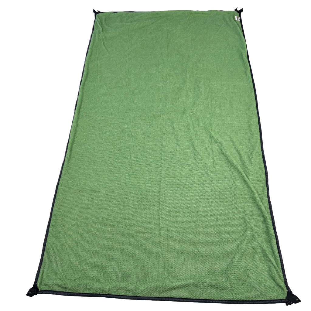 Jacks R Better Wind Gap Alpha multifunction wind liner laid flat showing the Fern Green Alpha Direct 90 top layer